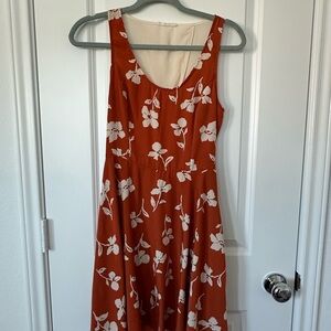 Lush Rust and White Floral Midi Dress